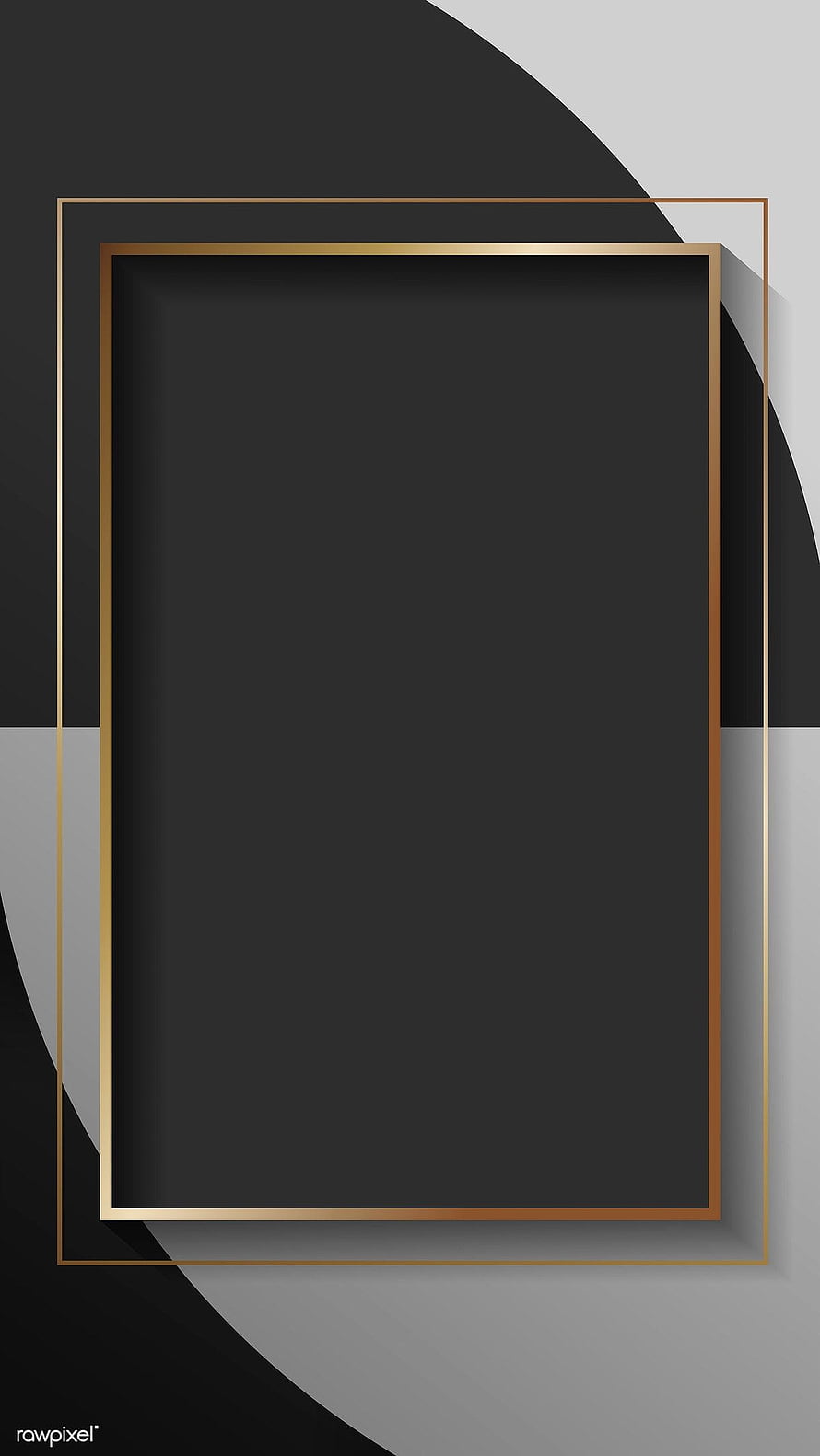 Elegant Black and Gold Geometric Frame Design with Abstract Curves HD phone wallpaper