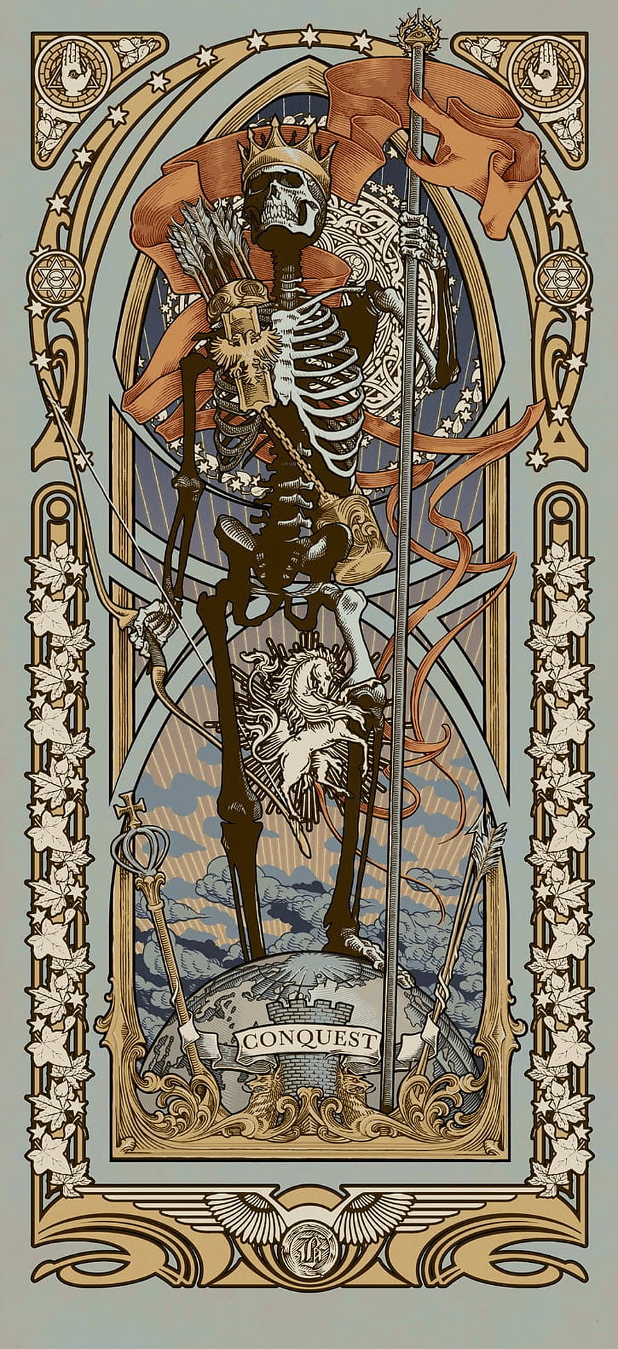 Four Horsemen of the Apocalypse Skeleton King Tarot Card Illustration HD phone wallpaper