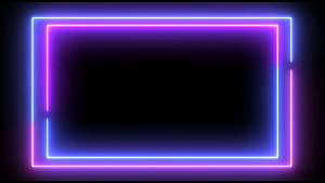 Double Layer Neon Rectangle Frame with Blue and Purple Glow on Black Background HD wallpaper