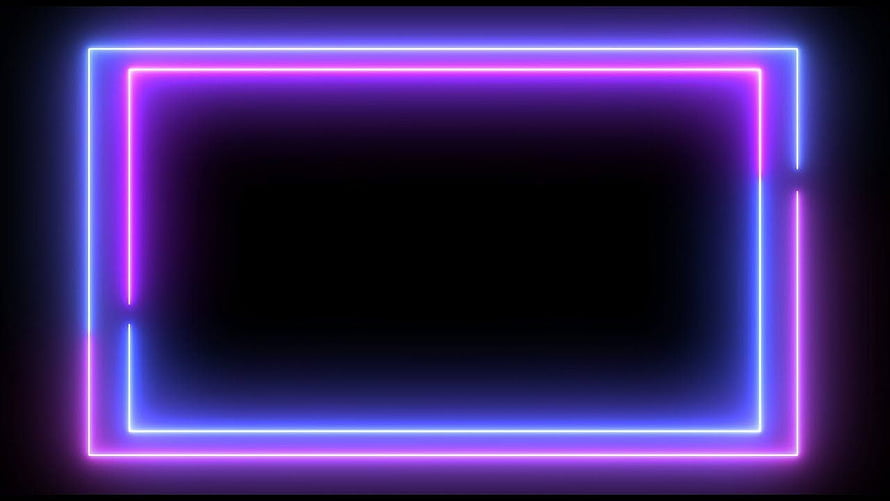Double Layer Neon Rectangle Frame with Blue and Purple Glow on Black Background HD wallpaper