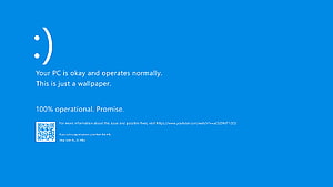 Humorous Windows Blue Screen of Death Parody with Smiley Face and Reassuring Text HD wallpaper