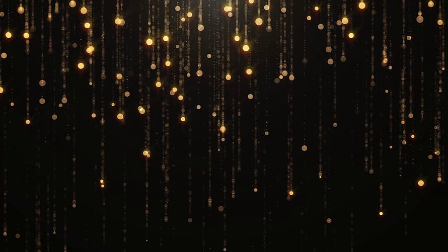 Elegant Black and Gold Glitter Background with Falling Sparkles and Bokeh Light Effects HD wallpaper