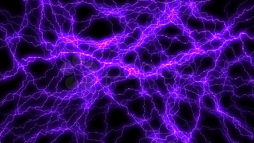 Vibrant Purple Electric Lightning Bolts on Black Background HD wallpaper
