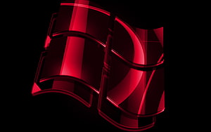 Glossy Red Windows Flag Logo on Black Background HD wallpaper