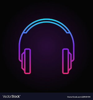 Neon Gradient Headphones Icon on Dark Background HD phone wallpaper