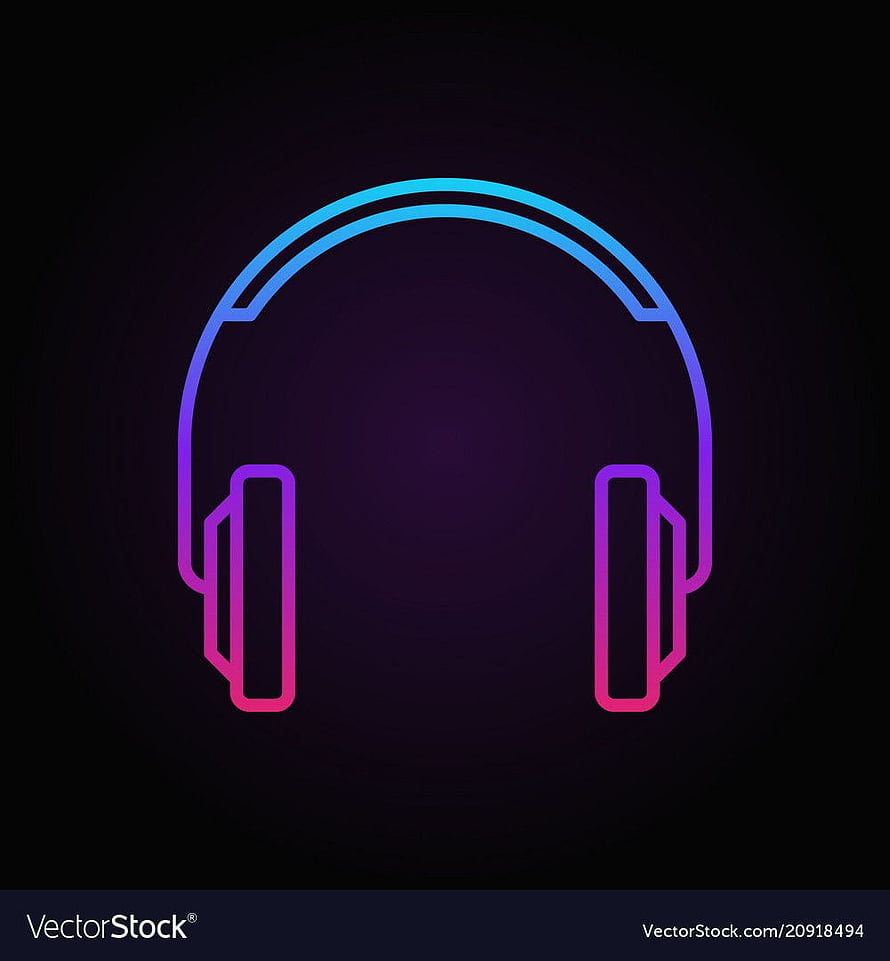 Neon Gradient Headphones Icon on Dark Background HD phone wallpaper