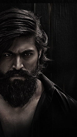 Yash Intense Black and White Portrait from KGF Chapter 2 HD phone wallpaper