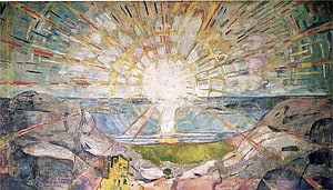 Edvard Munch The Sun Expressionist Painting of Radiant Coastal Landscape HD wallpaper