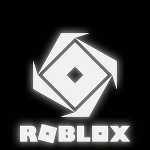 Glowing Roblox Logo on Black Background with Neon White Geometric Icon and Bold Text HD phone wallpaper