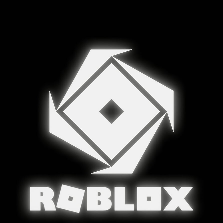 Glowing Roblox Logo on Black Background with Neon White Geometric Icon and Bold Text HD phone wallpaper