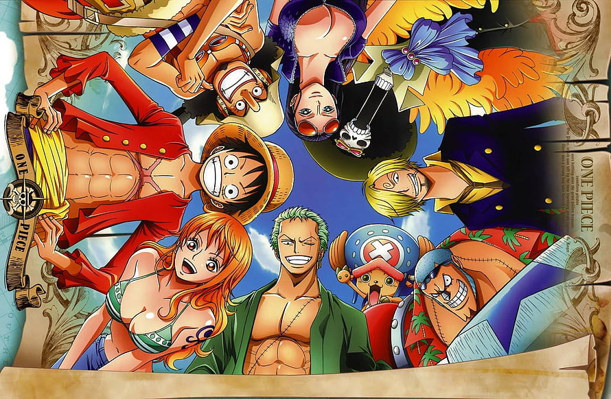 One Piece Straw Hat Pirates Crew Group Portrait Anime Illustration HD wallpaper