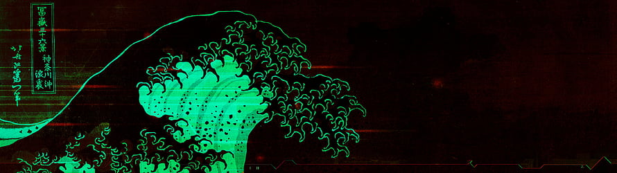 Cyberpunk Great Wave off Kanagawa Neon Green Digital Art HD wallpaper