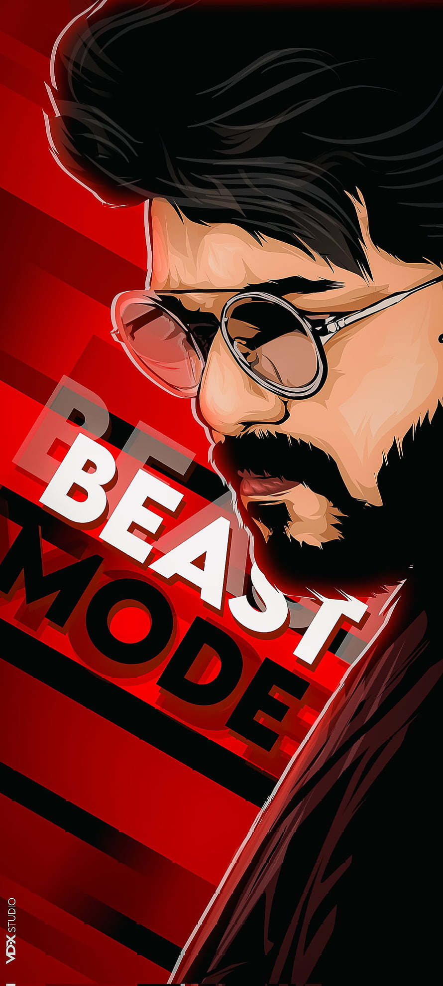Thalapathy Vijay Beast Mode Vector Portrait with Sunglasses and Bold Typography HD phone wallpaper