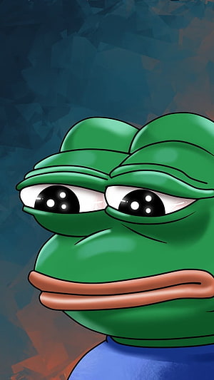 Pepe The Frog Cartoon Portrait With Sad Expression On Dark Blue Background HD phone wallpaper