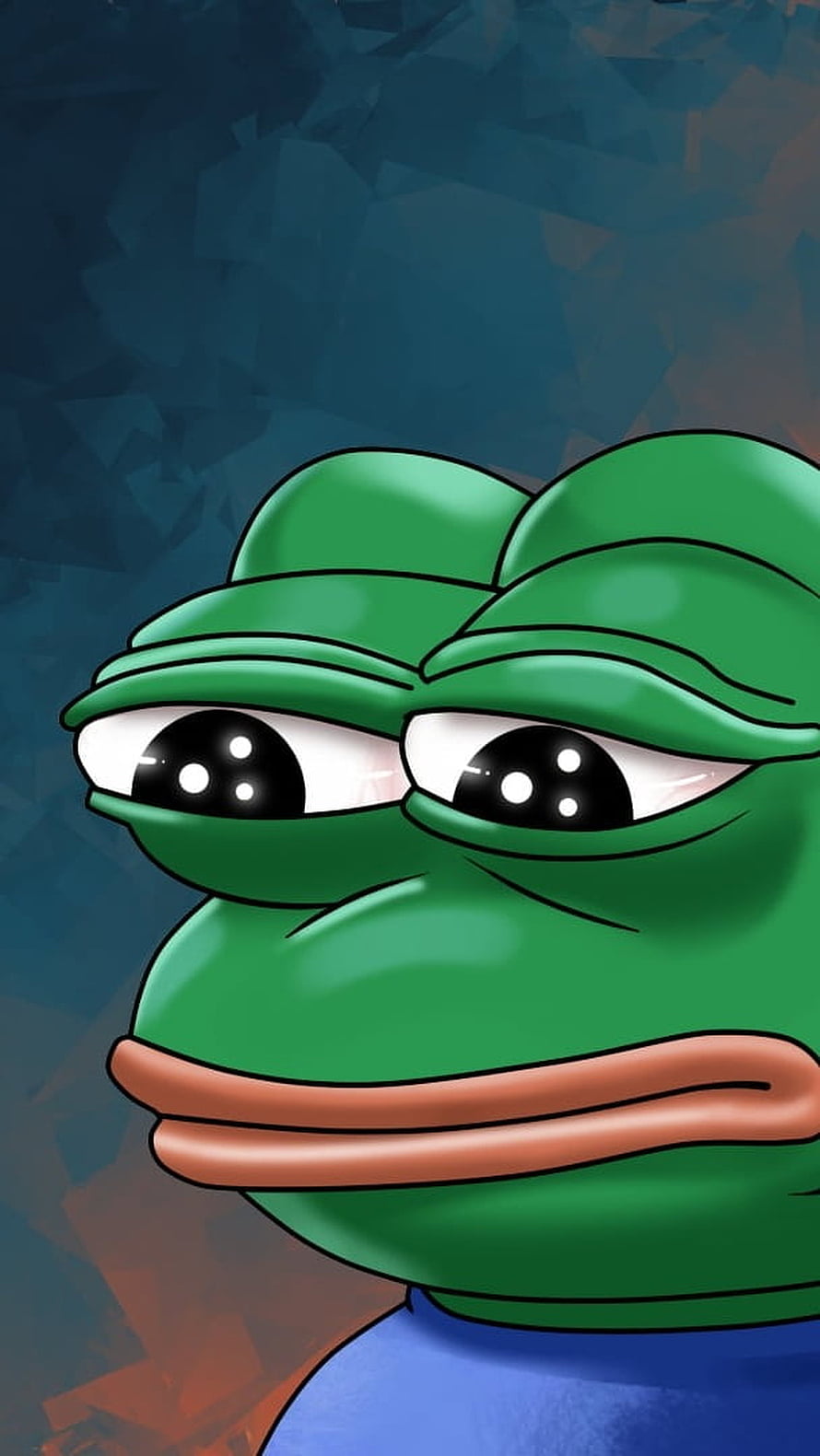 Pepe The Frog Cartoon Portrait With Sad Expression On Dark Blue Background HD phone wallpaper