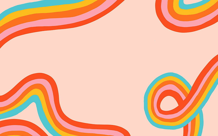 Retro Wavy Rainbow Lines on Soft Peach Background HD wallpaper
