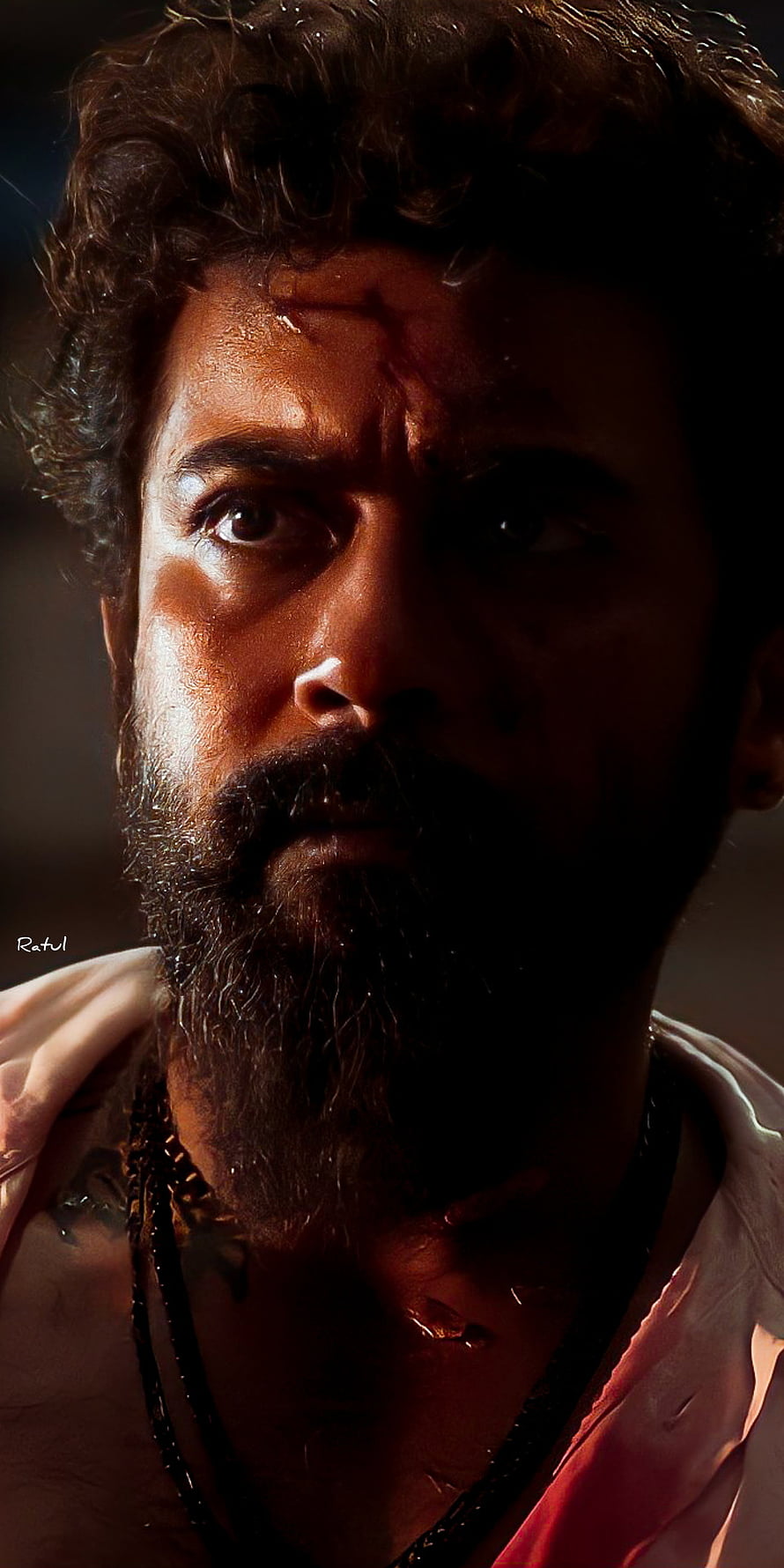 Suriya Intense Close-Up Portrait With Dramatic Lighting And Bearded Expression HD phone wallpaper