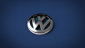 Volkswagen Chrome Emblem on Deep Blue Background HD wallpaper