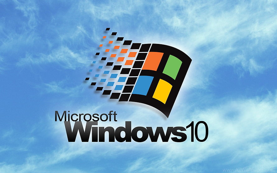 Microsoft Windows 10 Logo Against a Bright Blue Sky with Wispy Clouds HD wallpaper
