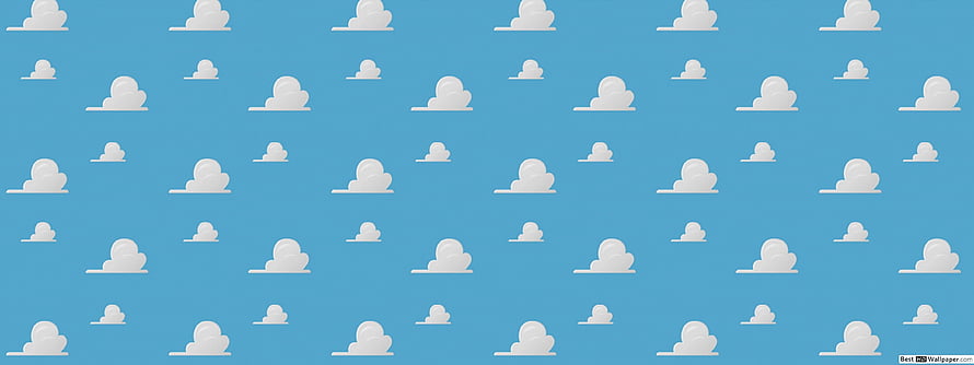 Toy Story Cloud Pattern Wallpaper with White Puffy Clouds on Blue Sky Background HD wallpaper