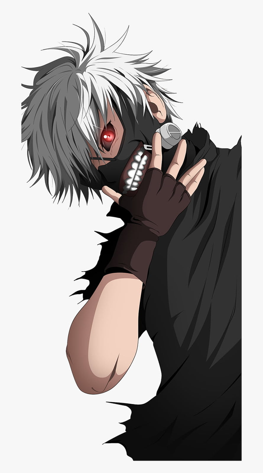 Kaneki Ken from Tokyo Ghoul in Dark Mask and Tattered Black Clothing HD phone wallpaper