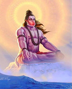 Lord Hanuman Meditating in Lotus Pose with Golden Halo and Rudraksha Beads, Sri HANUMAN ideas. hanuman, lord hanuman, hanumanji, Cartoon Hanuman HD phone wallpaper
