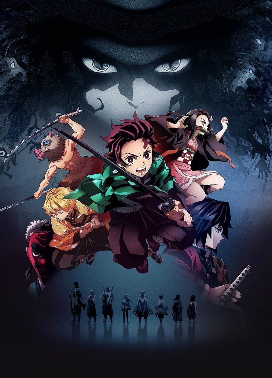 Demon Slayer Kimetsu no Yaiba Main Cast Battle Artwork with Muzan Background HD phone wallpaper