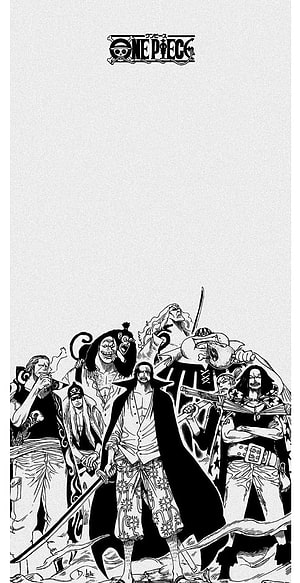 One Piece Manga Artwork Featuring Shanks and the Red Hair Pirates Crew HD phone wallpaper