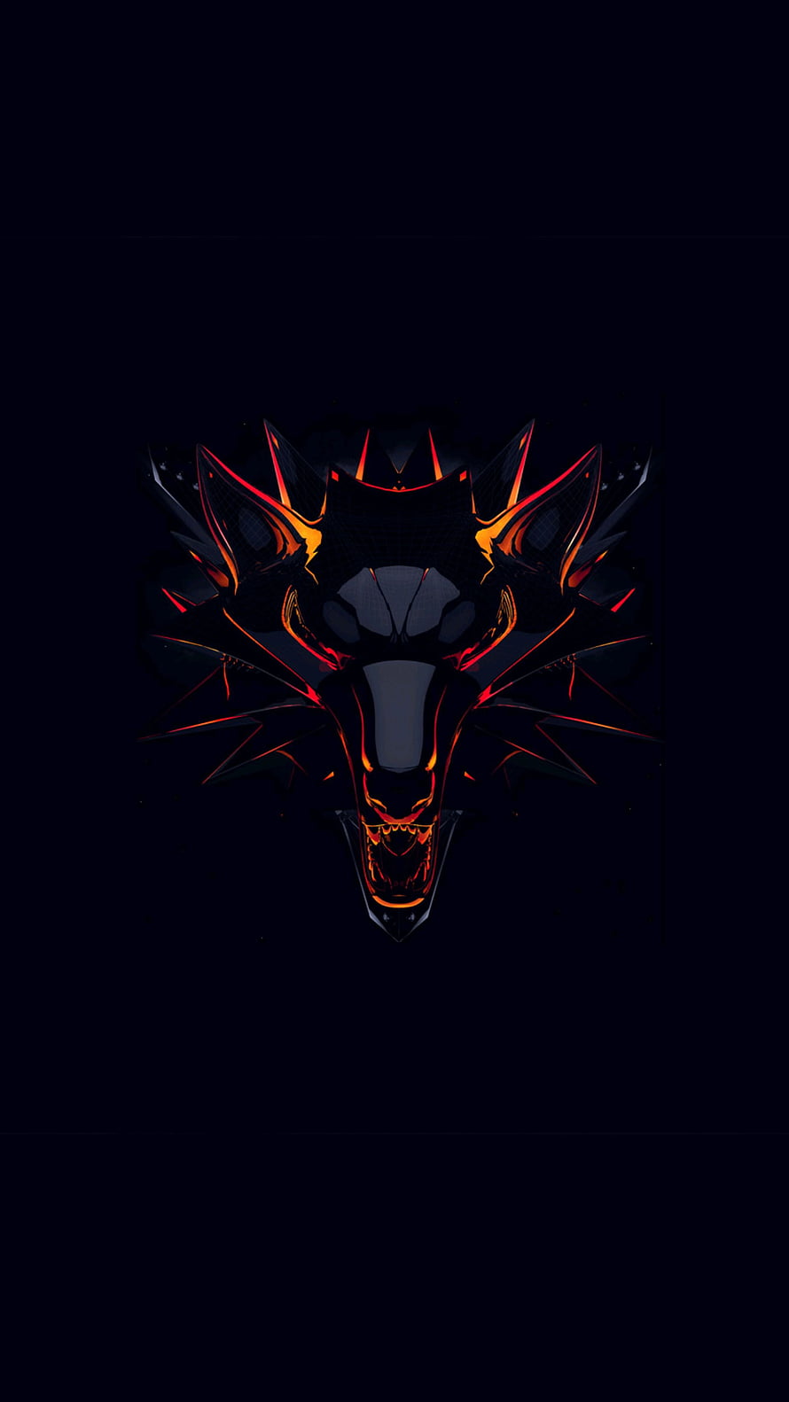 Glowing Red and Orange Dragon Head on Dark Background Minimalist Fantasy Art HD phone wallpaper