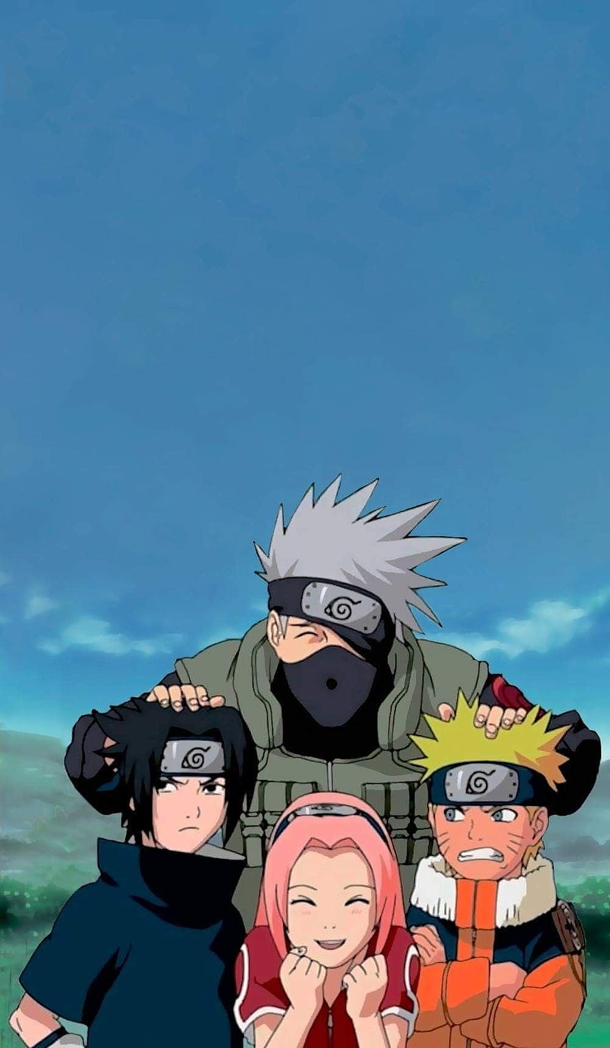 Naruto Team 7 with Kakashi Hatake in a Group Portrait HD phone wallpaper