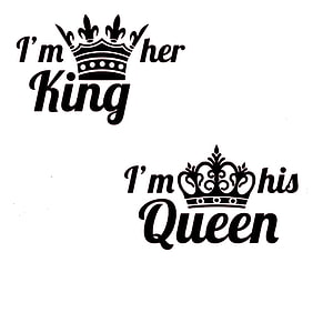 Matching King and Queen Crown Typography Design for Couples HD phone wallpaper