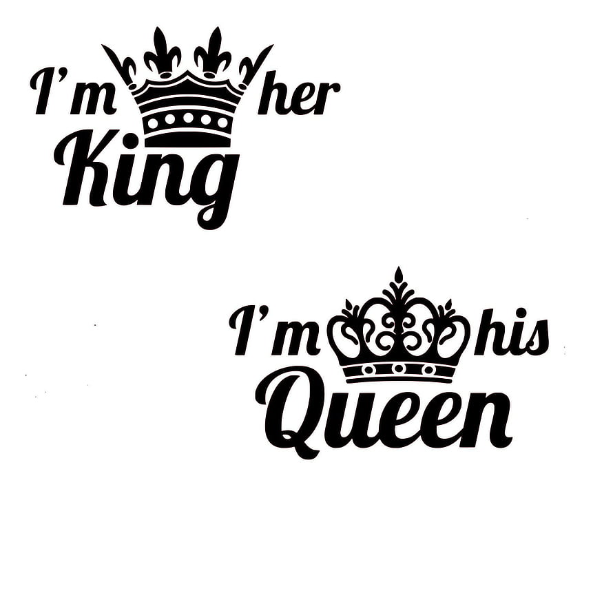 Matching King and Queen Crown Typography Design for Couples HD phone wallpaper