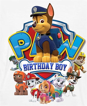 Paw Patrol Birthday Boy Logo Featuring Chase and the Full Rescue Team HD phone wallpaper