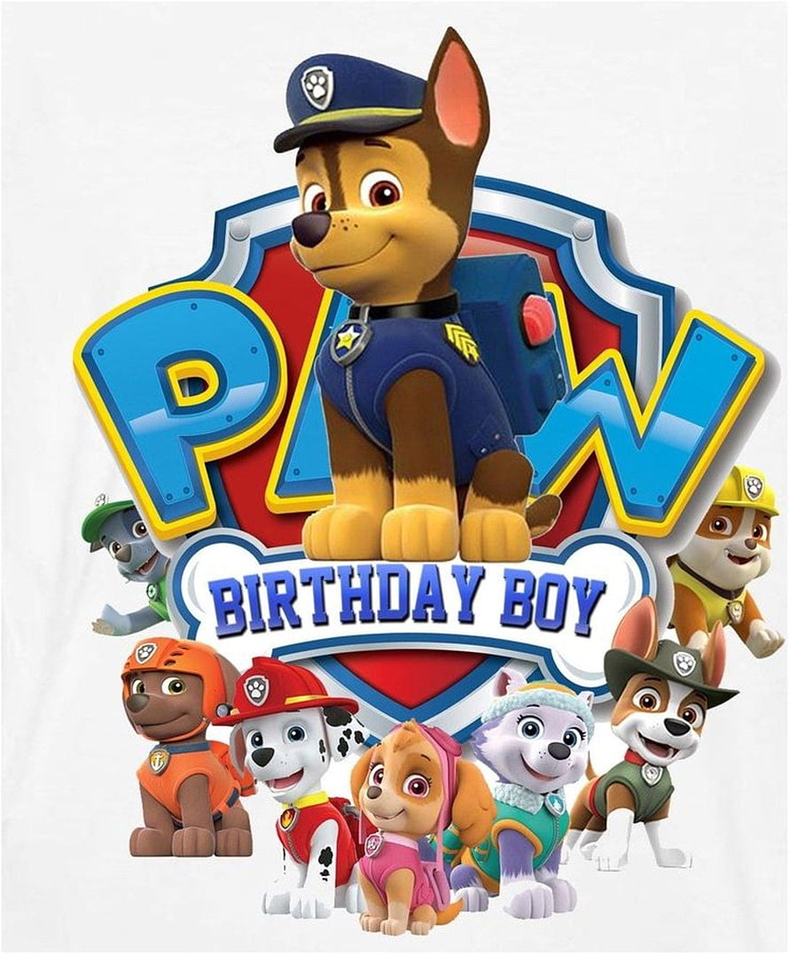 Paw Patrol Birthday Boy Logo Featuring Chase and the Full Rescue Team HD phone wallpaper