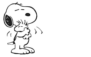 Snoopy Crying Cartoon Illustration in Black and White Line Art Style HD wallpaper