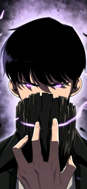 Dark Anime Boy With Purple Eyes And Black Mask HD phone wallpaper