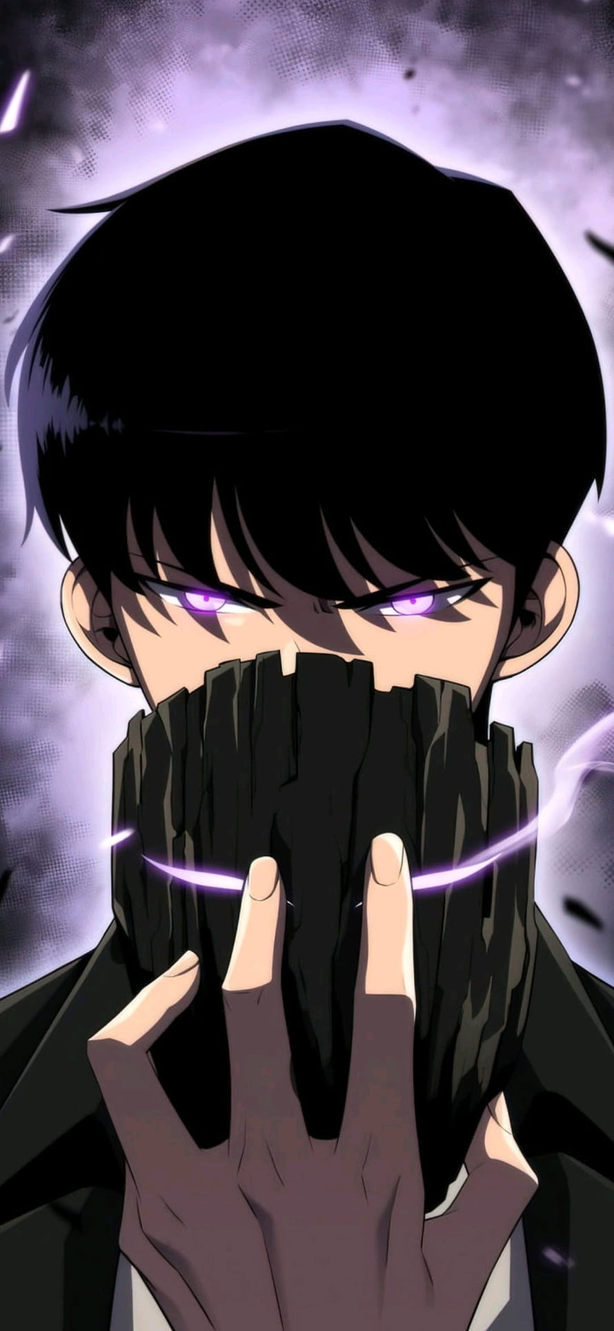 Dark Anime Boy With Purple Eyes And Black Mask HD phone wallpaper