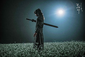 Guardian: The Lonely and Great God Moonlit Warrior in Flower Field HD wallpaper