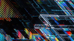 Abstract Fractal Geometry with Vibrant Glitch Art and Digital Distortion HD wallpaper