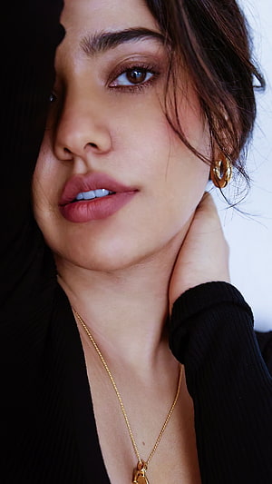 Neha Sharma Bollywood Actress Close-Up Portrait in Black Top with Gold Jewelry HD phone wallpaper