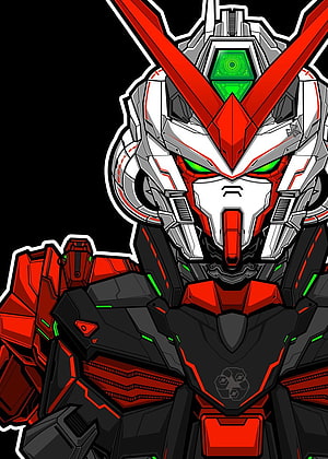 Astray Red Frame Gundam Head and Torso Digital Illustration HD phone wallpaper