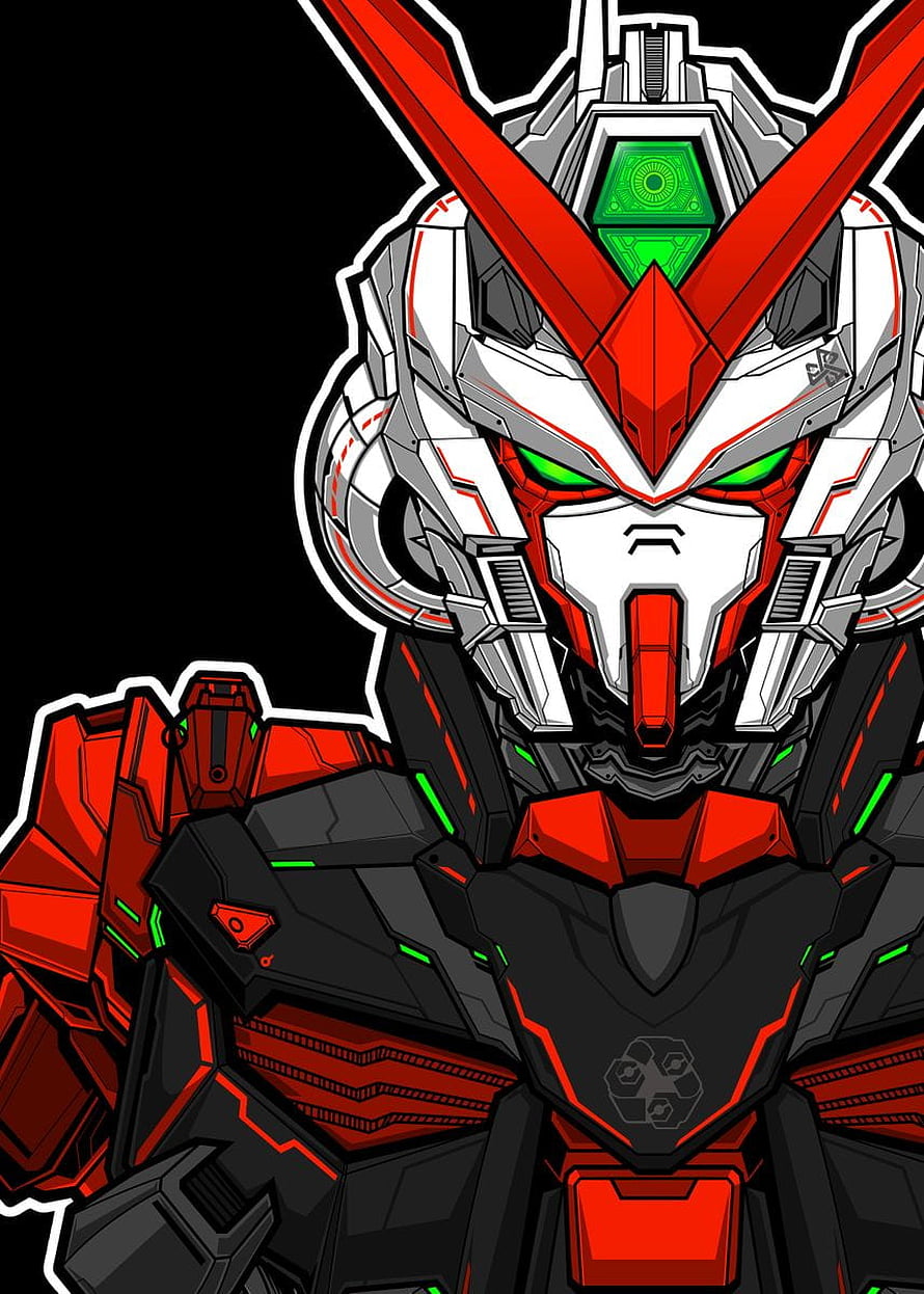 Astray Red Frame Gundam Head and Torso Digital Illustration HD phone wallpaper