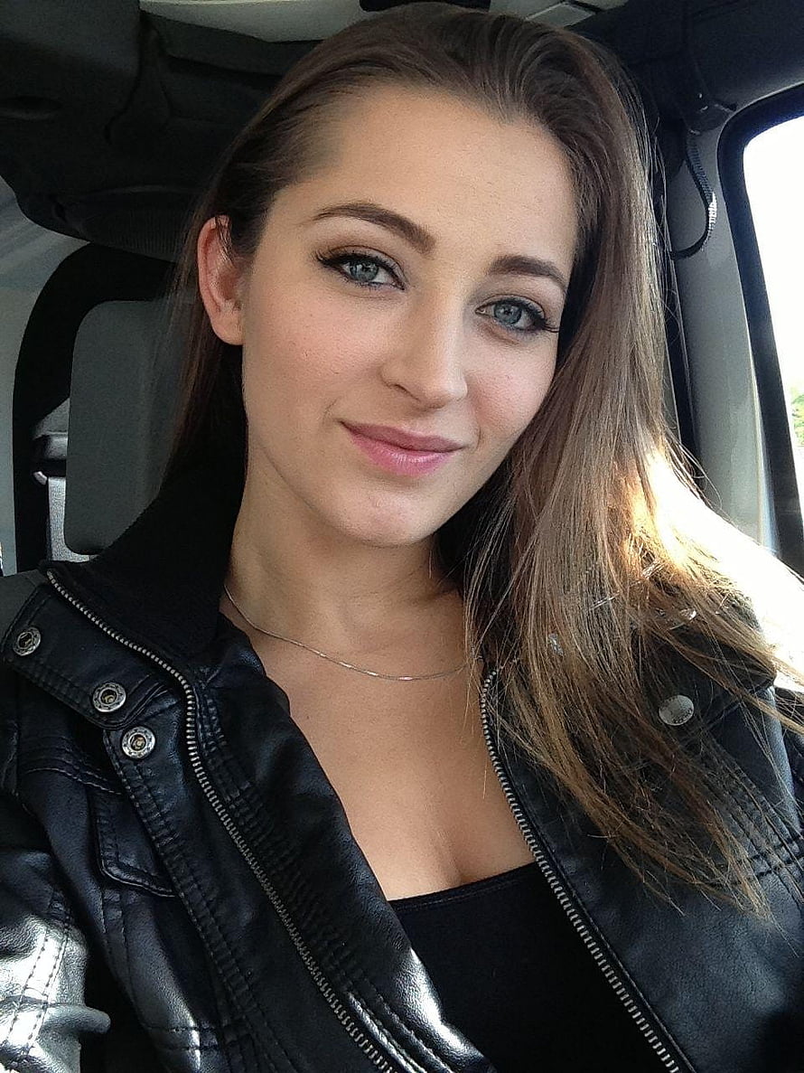 Dani Daniels in a Black Leather Jacket Inside a Car HD phone wallpaper