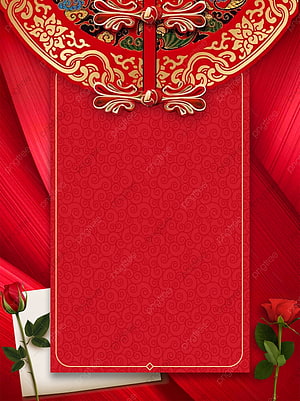 Elegant Red Chinese Wedding Invitation Card with Gold Embroidery and Roses HD phone wallpaper