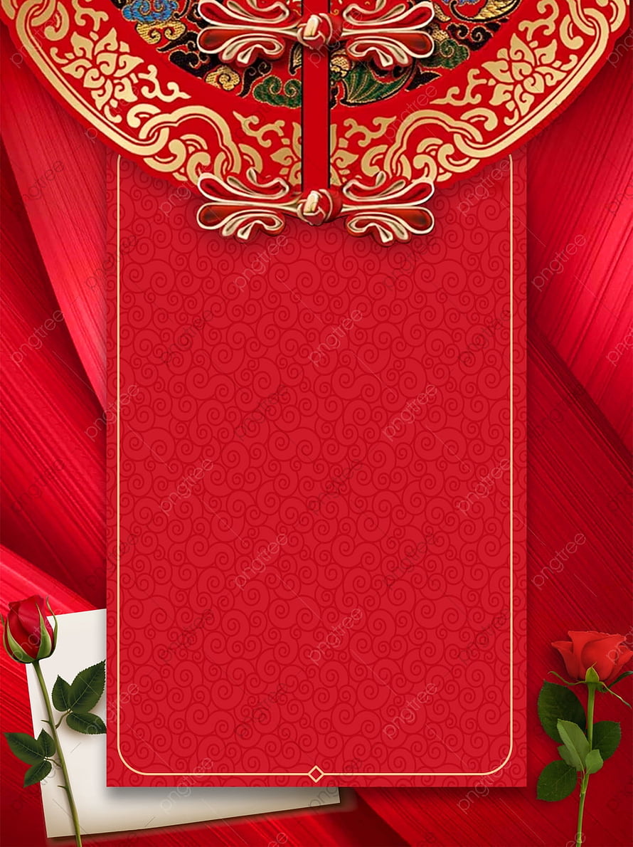 Elegant Red Chinese Wedding Invitation Card with Gold Embroidery and Roses HD phone wallpaper