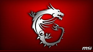 MSI Dragon Logo on Deep Red Gradient Background HD wallpaper