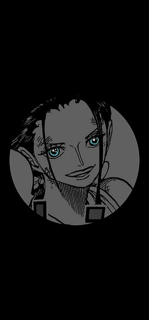 Nico Robin One Piece Anime Portrait with Blue Eyes on Black Background HD phone wallpaper