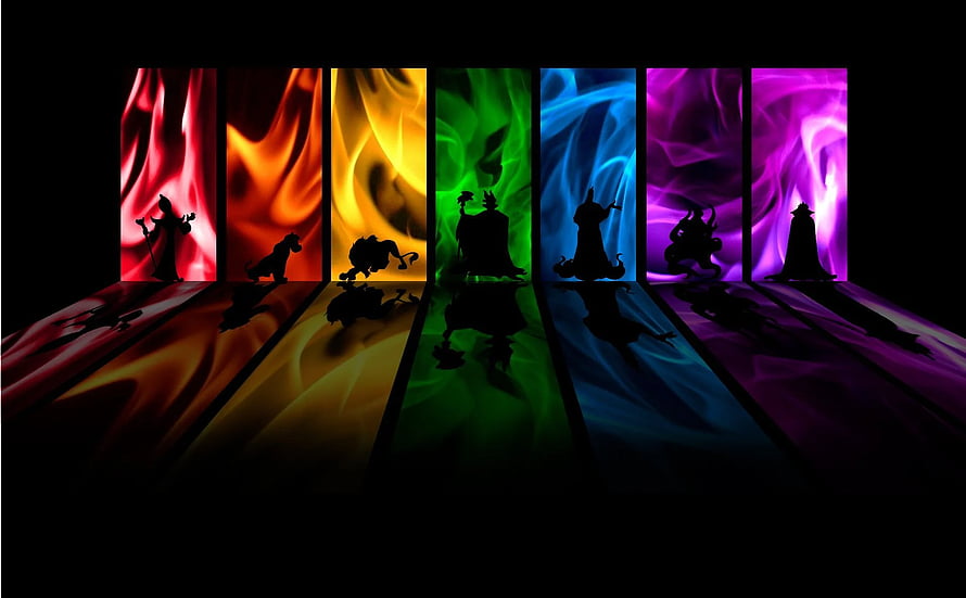 Pride Aesthetic Silhouettes Against Vibrant Rainbow Smoke Panels HD wallpaper