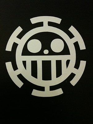 One Piece Heart Pirates Jolly Roger Emblem on Black Background HD phone wallpaper