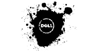 Dell Logo on Black Ink Splat Background, Minimalist Grunge Design HD wallpaper